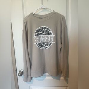 Women’s Synergy Volleyball Cheetah Print Tan Crewneck Sweatshirt.